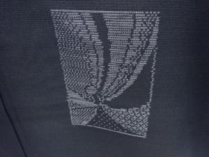 アンティーク　色紙に花模様織出し本場夏大島紬着物